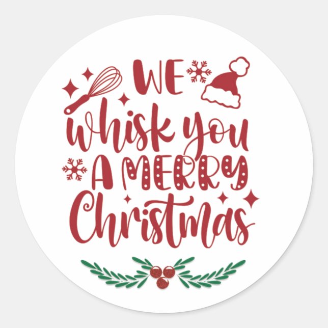 Sticker Rond Nous vous souhaitons un joyeux Noël (Devant)