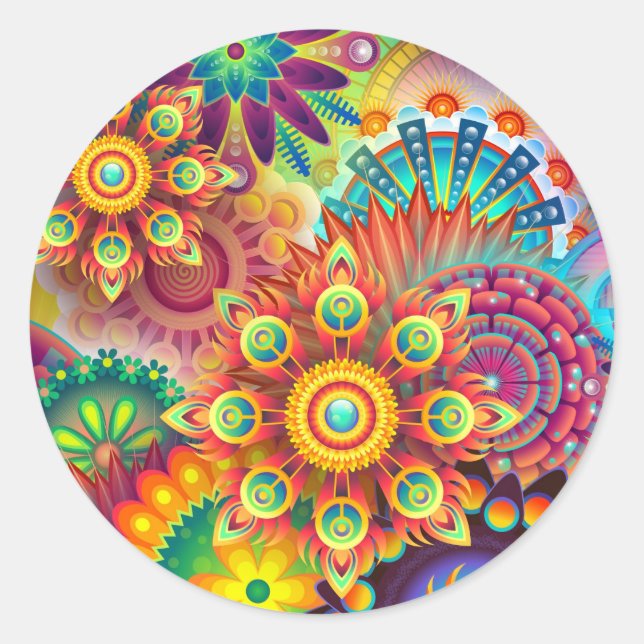 Sticker Rond Nouveau Arrière - plan Abstrait coloré (Devant)