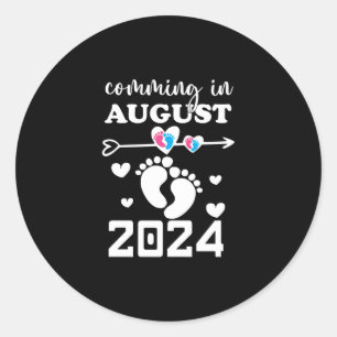 Sticker Rond Nouveau bébé à venir en août 2 24 annonce de gross