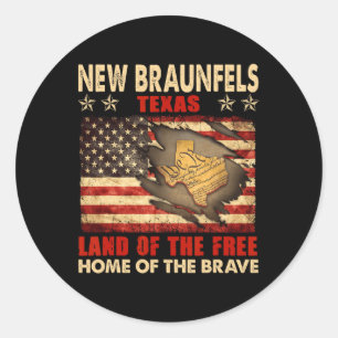 Sticker Rond Nouveau Braunfels Texas Usa Drapeau 4 Juillet