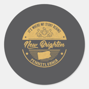 Sticker Rond Nouveau Brighton Pennsylvanie C'est où mon histoir