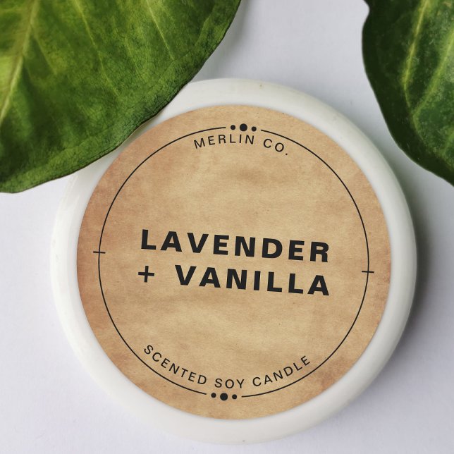 Sticker Rond Nouveau Carton Soy Candle Chic Jar Lid fait maison (Créateur téléchargé)