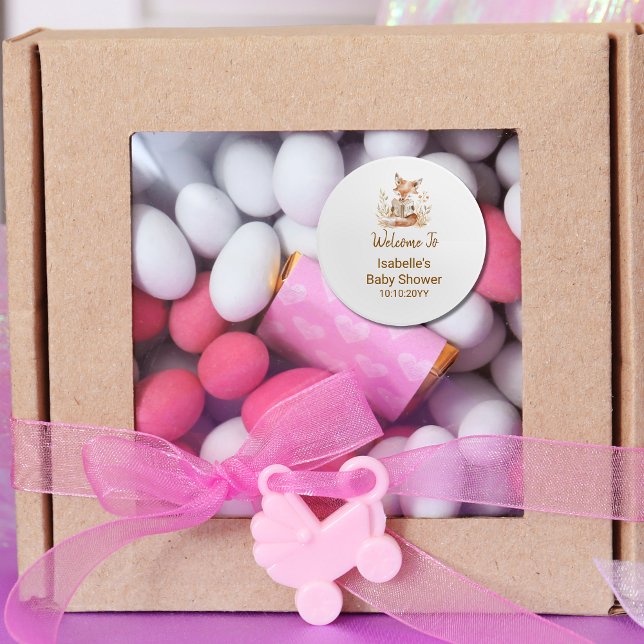 Sticker Rond Nouveau chapitre commence Fox Storybook Baby showe (Créateur téléchargé)