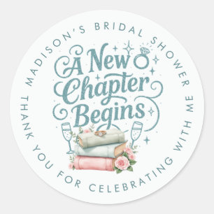 Sticker Rond Nouveau Chapitre Commence Turquoise Merci Bridal S