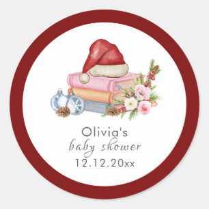 Sticker Rond Nouveau chapitre rouge commence Baby Shower Floral
