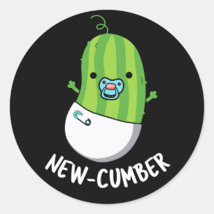 Sticker Rond Nouveau concombre Funny Veggie Cucumber Pun Dark B