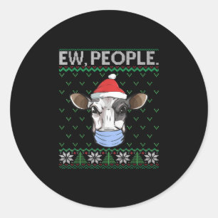 Sticker Rond Nouveau gens Masque Visage Vache Père Noël Fermier