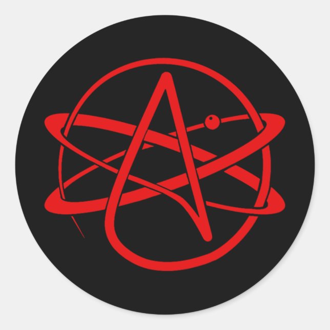 Sticker Rond Nouveau logo athée rouge (Devant)