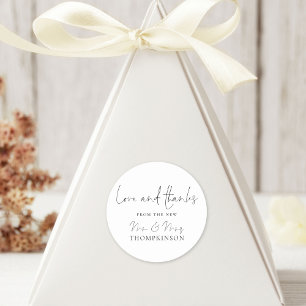 Sticker Rond Nouveau M. et Mme Love et Merci écriture manuscrit