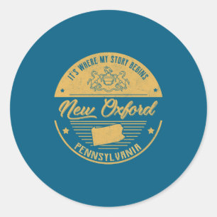 Sticker Rond Nouveau Oxford Pennsylvanie C'est où mon histoire