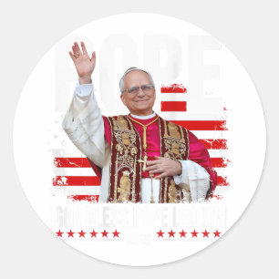 Sticker Rond Nouveau Pape Leo Xiv catholique cadeaux catholique