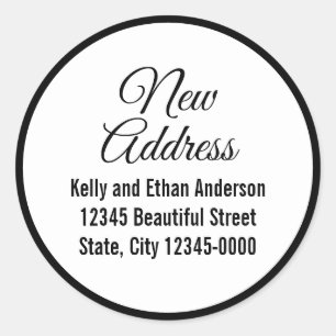 Sticker Rond Nouveau script d'adresse Faire-part de déplacement