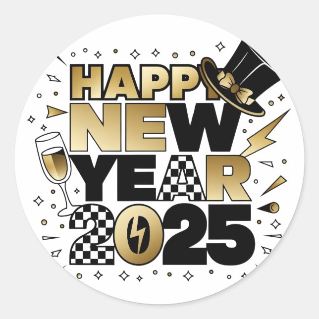 Sticker Rond Nouvel An 2025 (Devant)