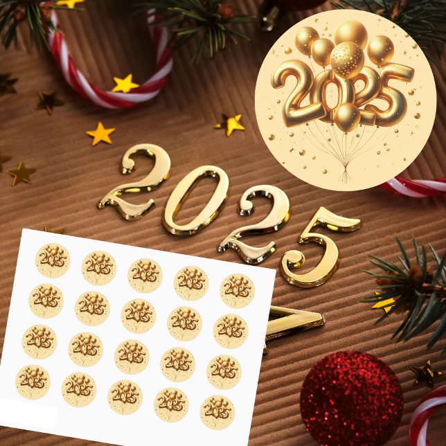 Sticker Rond Nouvel An Champagne Gold (How cute would these stickers look on your party favors or gifts!)