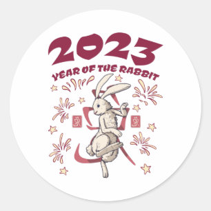 Sticker Rond Nouvel An chinois 2023 - Année du lapin