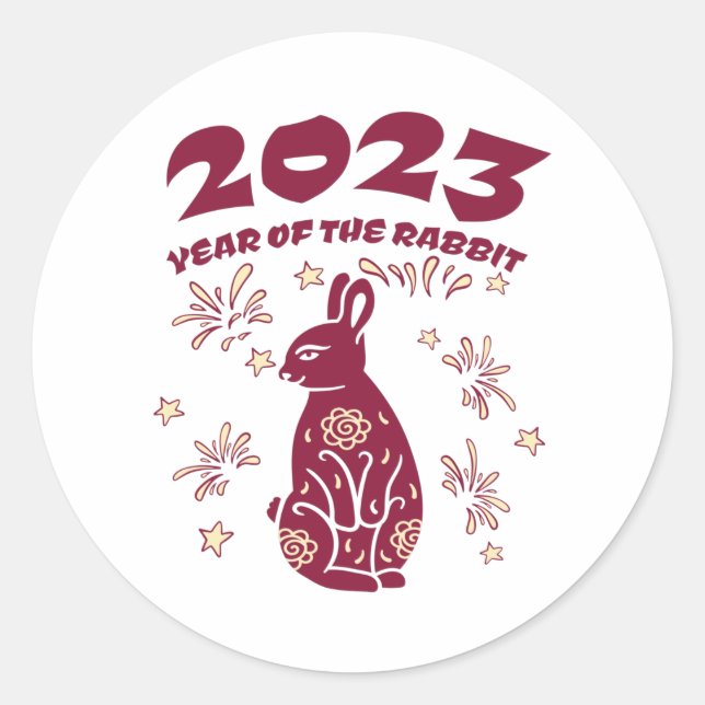 Sticker Rond Nouvel An chinois 2023 - Année du lapin (Devant)
