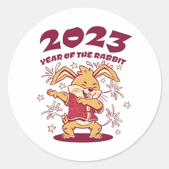Sticker Rond Nouvel An chinois 2023 - Année du lapin (Devant)