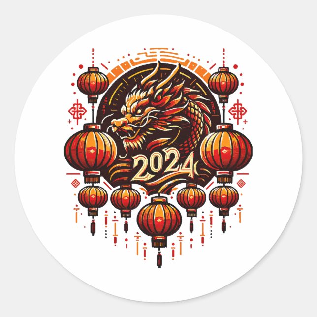 Sticker Rond nouvel an chinois 2024 (Devant)