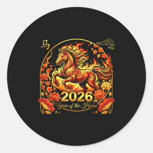 Sticker Rond Nouvel an chinois 2026 année du cheval