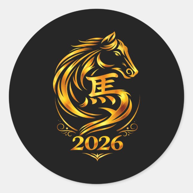 Sticker Rond Nouvel an chinois 2026 cheval de feu  (Devant)