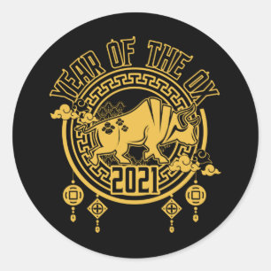 Sticker Rond Nouvel An chinois de l'Ox 2021