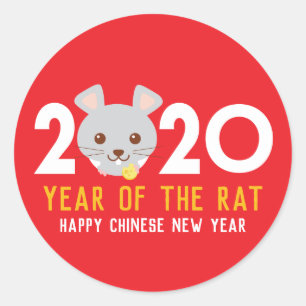 Sticker Rond Nouvel An chinois du Rat 2020