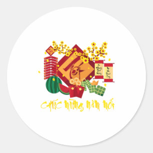 Sticker Rond Nouvel An lunaire vietnamien 2026 Tet Viet Chuc Mu