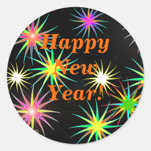 Sticker Rond Nouvel An Noir