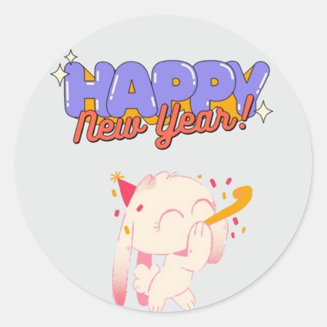 Sticker Rond "Nouvel An, Nouvelles Vibes" (Devant)