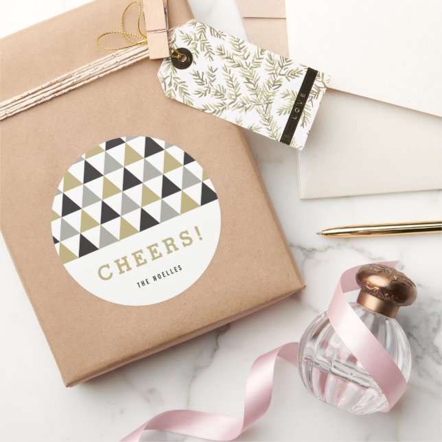 Sticker Rond Nouvel An Soirée Gold Silver Mod Fêtes géométrique (Cadeaux)