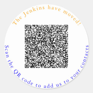 Sticker Rond Nouvelle adresse, code QR, ajouter aux contacts