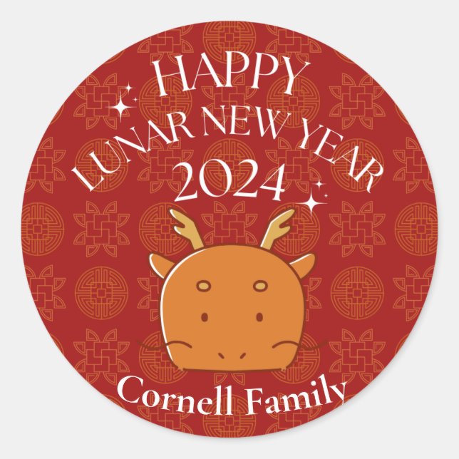 Sticker Rond nouvelle année chinoise 2024 (Devant)