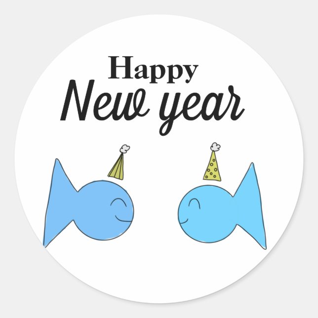 Sticker Rond nouvelle année heureuse (Devant)