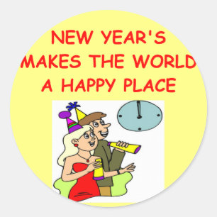 Sticker Rond nouvelle année heureuse