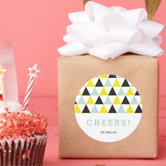 Sticker Rond Nouvelle Année Joie Vive Couleur Géométrique Moder (Fête)