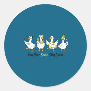 Sticker Rond Nouvelle Année Même Oie Idiote Drôle 2026 Nouvelle