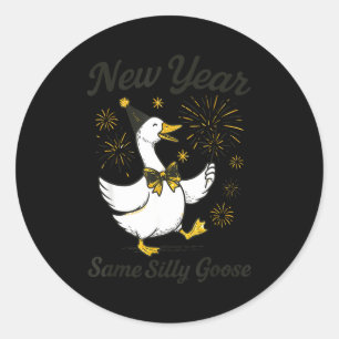 Sticker Rond Nouvelle Année Même Oie Idiote Soirée du Nouvel An