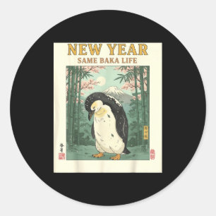 Sticker Rond Nouvelle Année Même Vie de Baka Pingouin Nouvel An