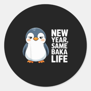 Sticker Rond Nouvelle Année Même Vie de Baka Style Anime Pingou