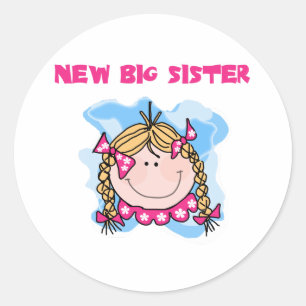 Sticker Rond Nouvelle grande soeur de fille blonde