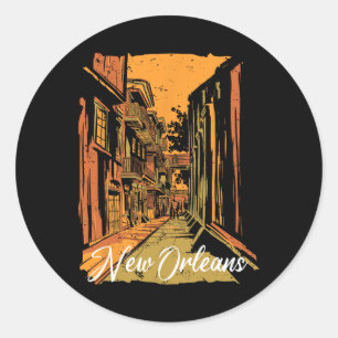 Sticker Rond Nouvelle-Orléans Bourbon Street Souvenir Quartier