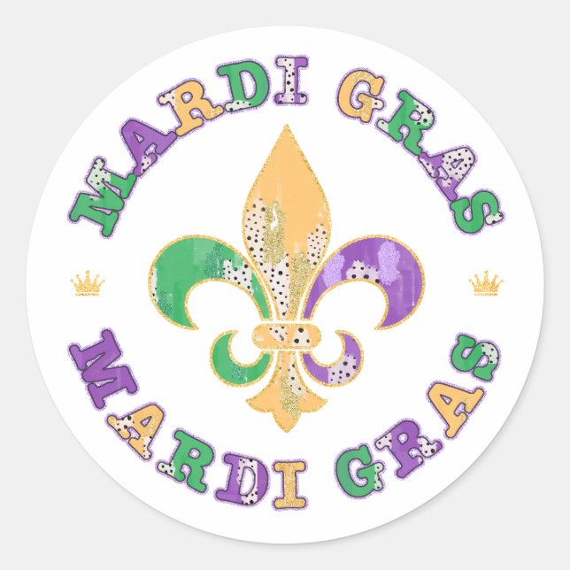 Sticker Rond Nouvelle-Orléans Mardi Gras Fleur De Lis (Devant)