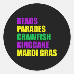 Sticker Rond Nouvelle-Orléans Mardi Gras perles Parades Crawfis