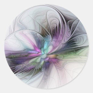 Sticker Rond Nouvelle vie, art abstrait fractal de fantaisie co