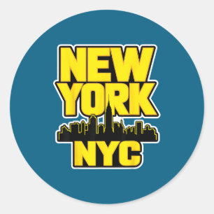 Sticker Rond Nouvelle ville de New York ligne d'horizon bronx q