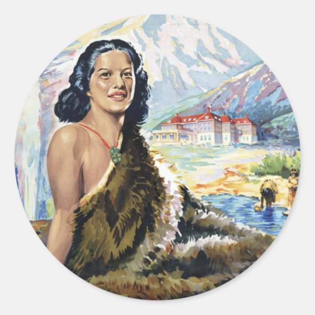 Sticker Rond Nouvelle-Zélande : Pays des merveilles du Pacifiqu (Devant)