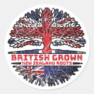 Sticker Rond Nouvelle-Zélande Royaume-Uni British Tree Roots