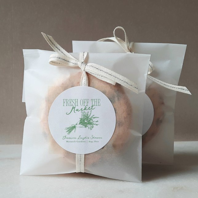 Sticker Rond Nouvellement sur le marché Fête de douche de maria (Créateur téléchargé)