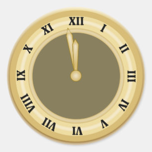 Sticker Rond Nouvelles années d'horloge d'autocollant de