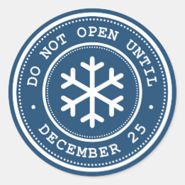 Sticker Rond N'Ouvre Pas Jusqu'Au 25 Décembre Cadeau De Noël Bl
